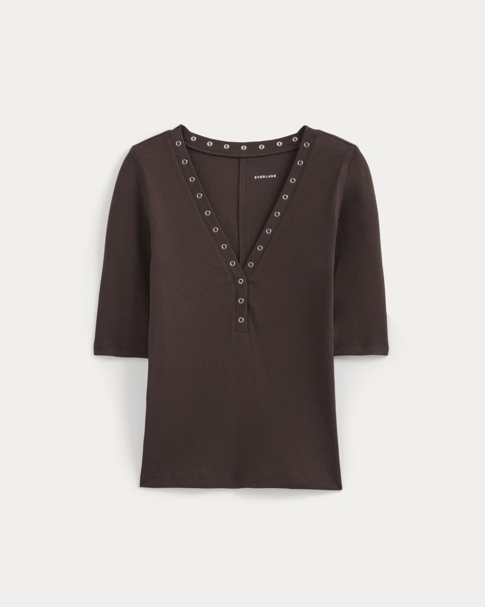 womens-luxe-rib-v-neck-henley-coffee-bean | primary