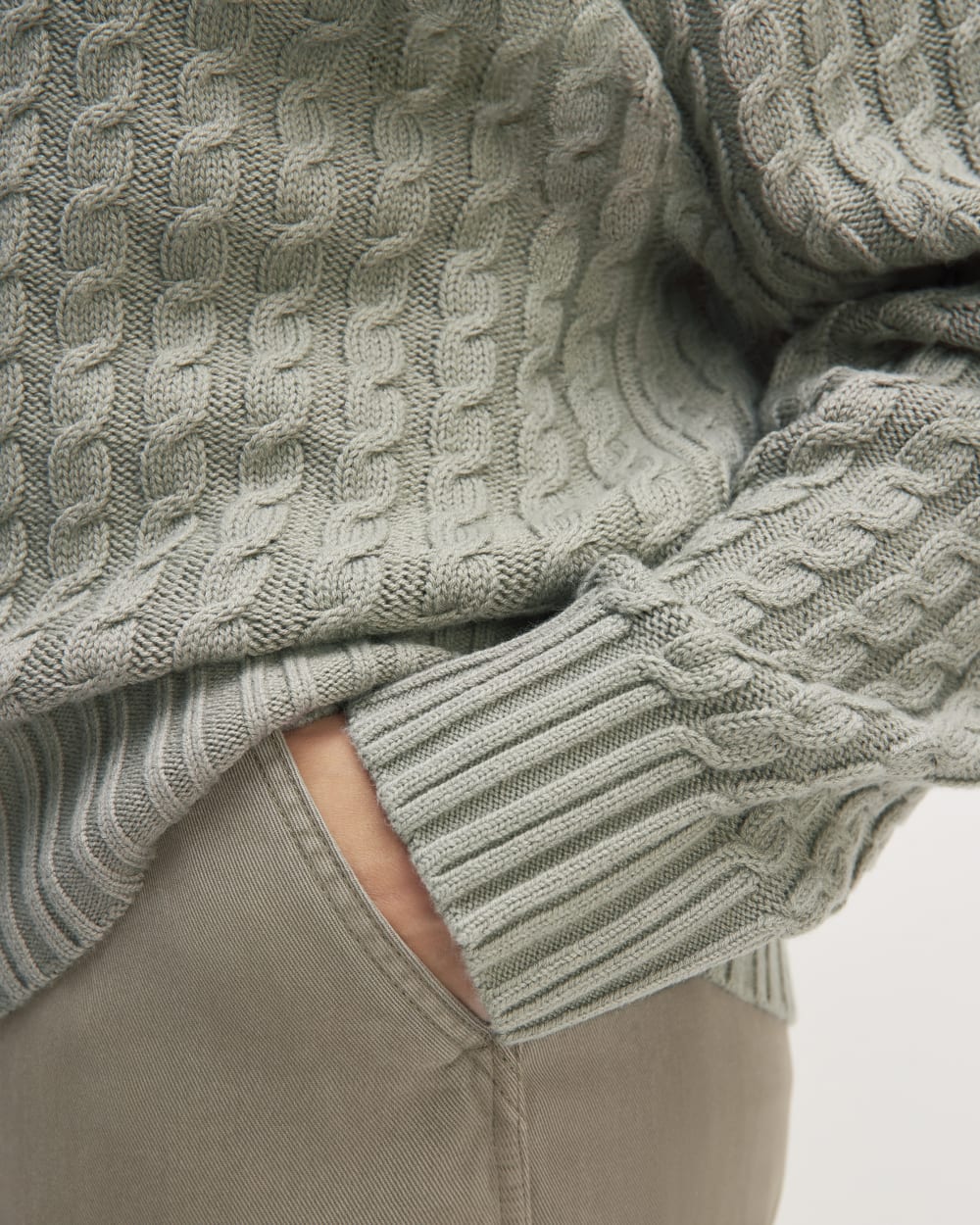 The Cotton Merino Cable Turtleneck | Sage Green – Everlane
