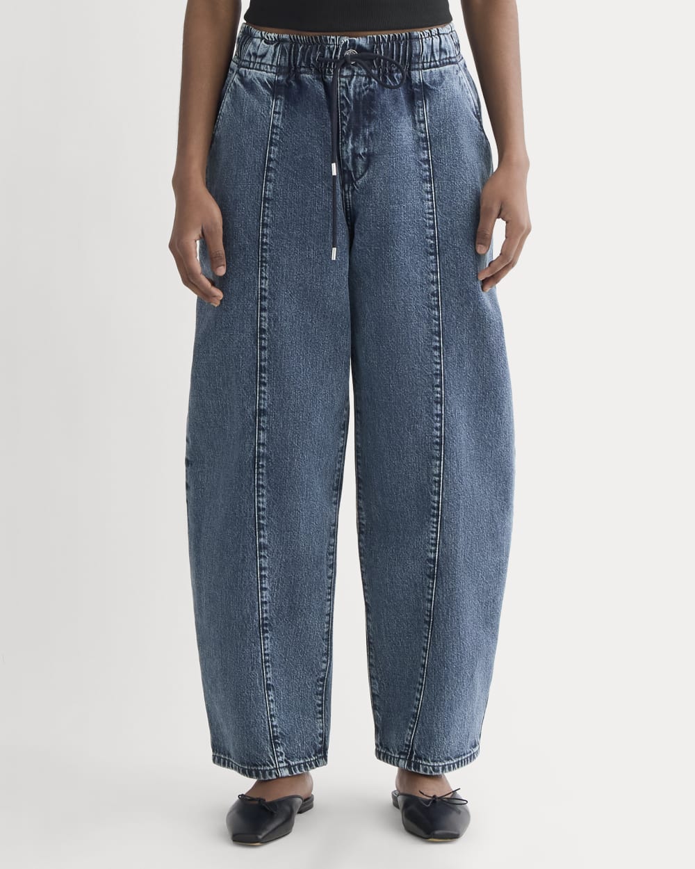 LE CIEL BLEU Drawstring Baggy Jeansブルー38 LE CIEL BLEU Drawstring Baggy Jeansブルー38 LE CIEL BLEU