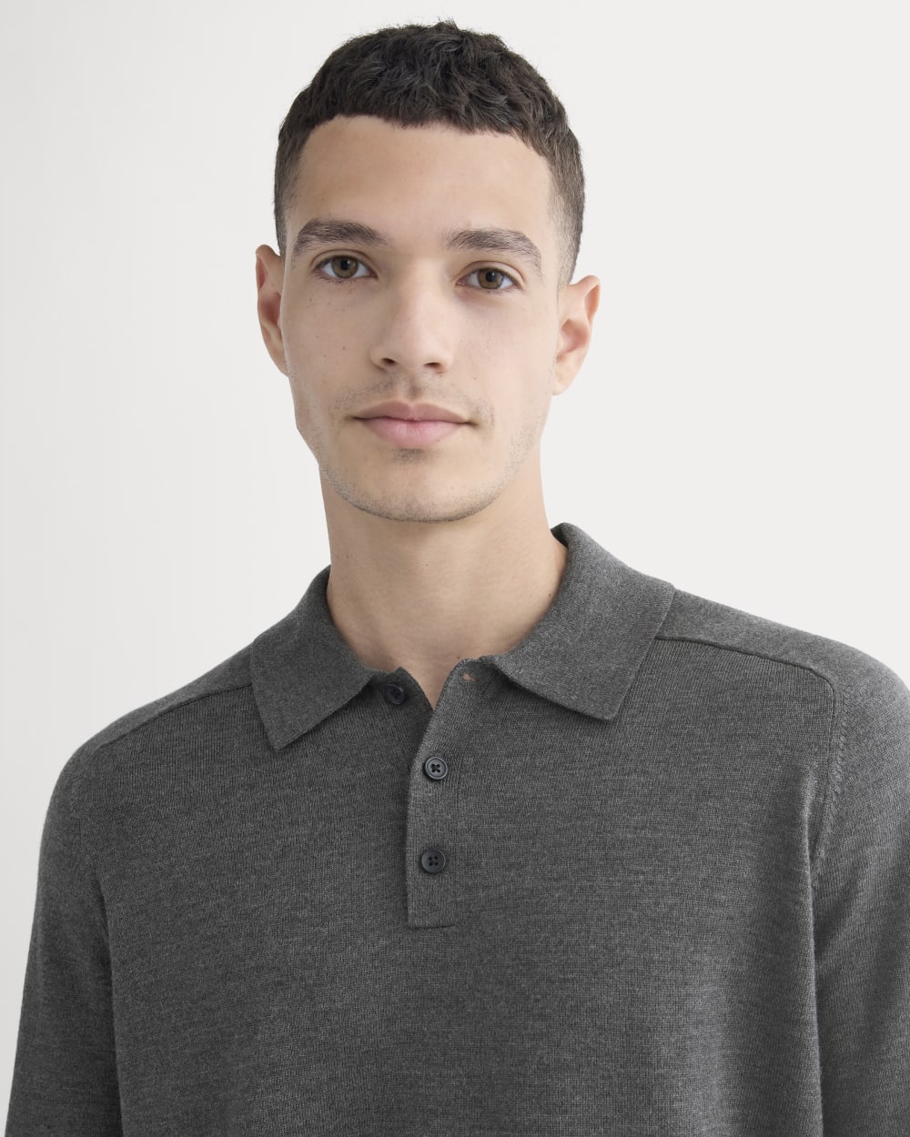 Ultrasoft Polo Sweater | Heather Mid Charcoal – Everlane