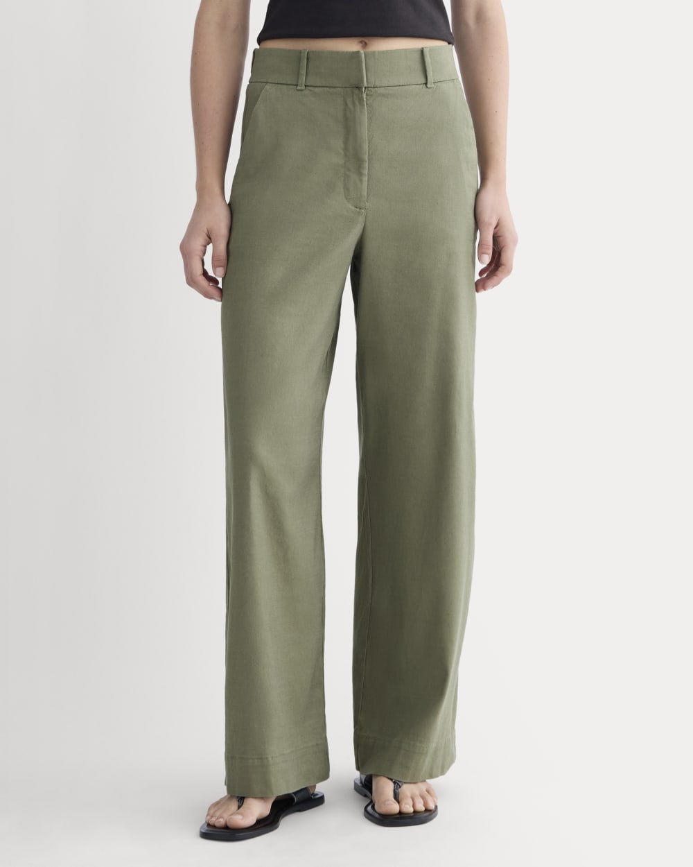 The Wide-Leg Pant in Stretch Linen | Lichen Green – Everlane