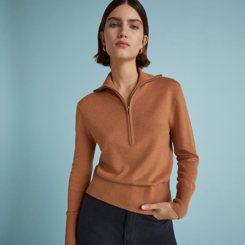 マロン The Luxe Merino Half-Zip Sweater | Tawny Brown – Everlane