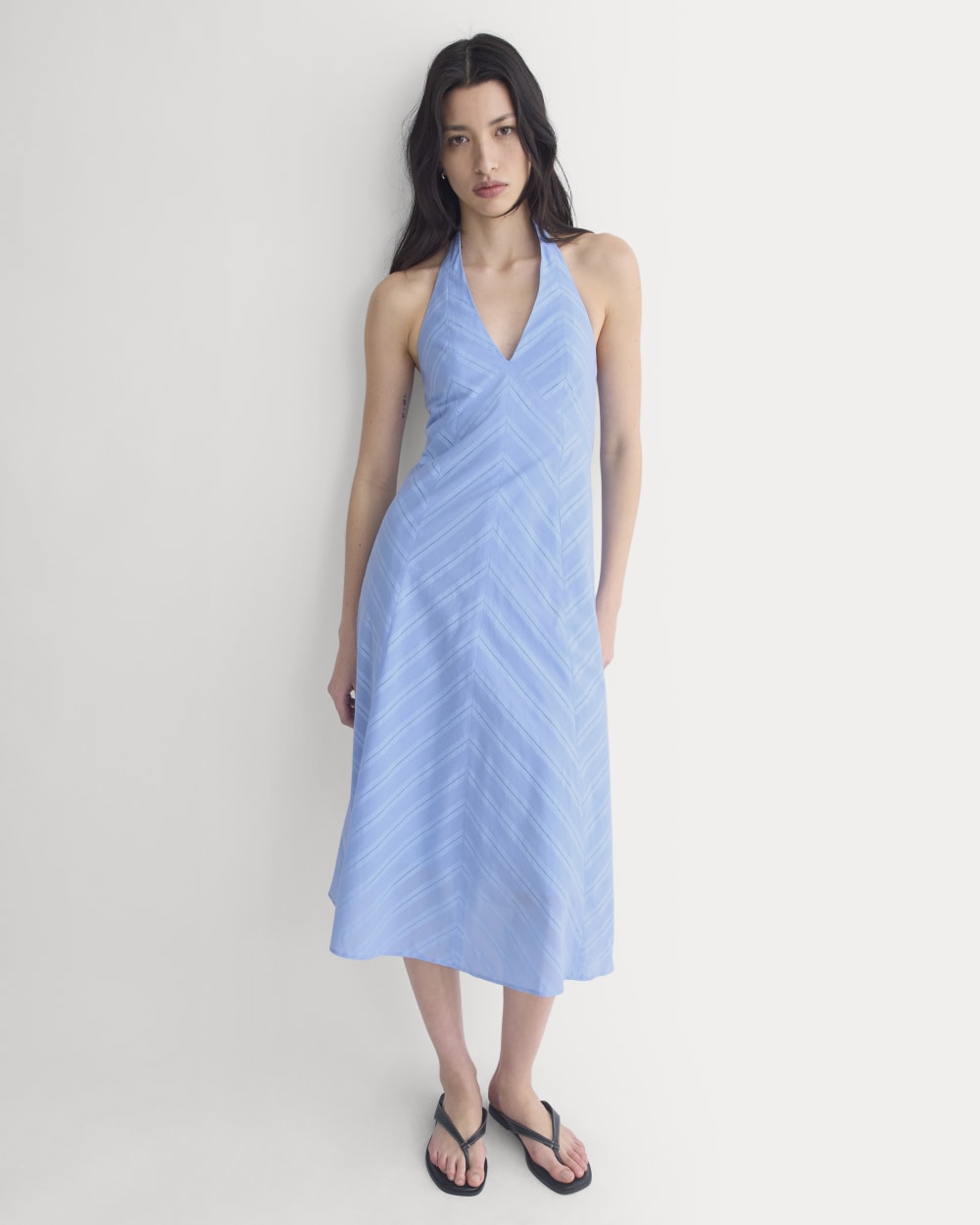 womens-textured-halter-midi-dress-open-air-blue