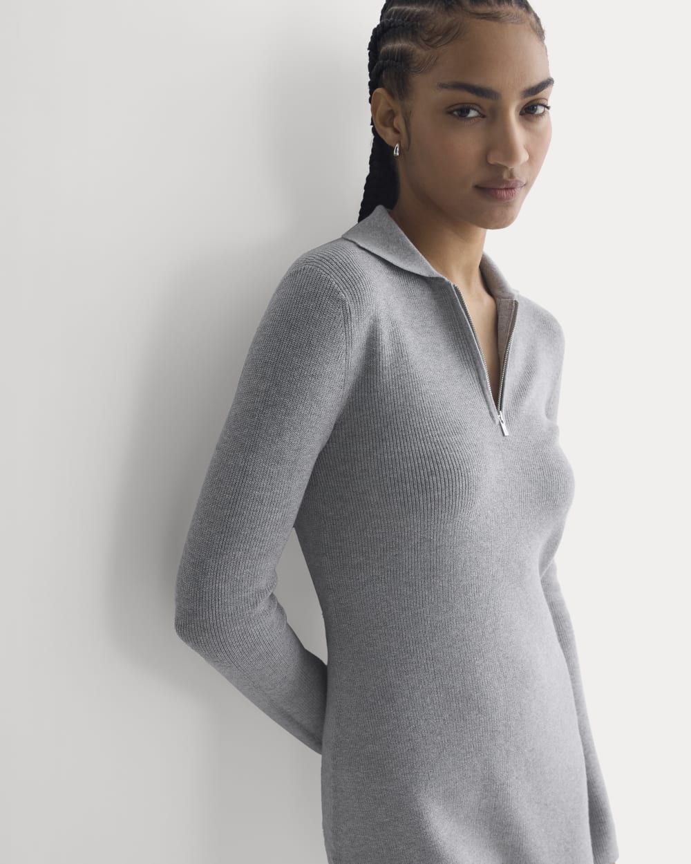 Knit Quarter-Zip Polo Dress | Light Heathered Grey Everlane Knit Quarter-Zip Polo Dress | Light Heathered Grey Everlane