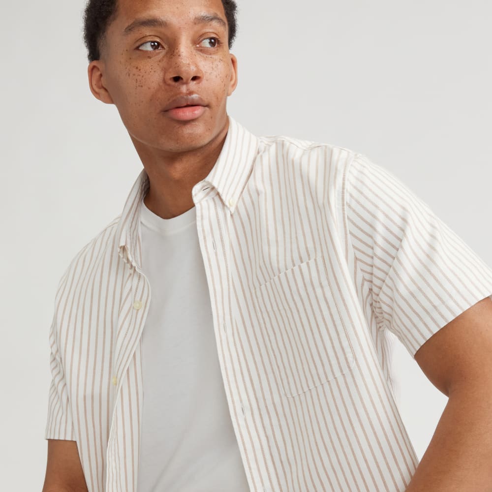 The Organic Short Sleeve Oxford Shirt | Sahara / Off-White – Everlane