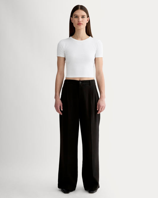womens-tencel-twill-pleated-chino-black | primary