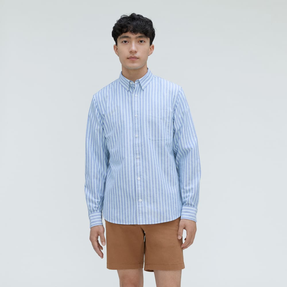 The Standard Fit Japanese Oxford Shirt | Uniform | Lapis Blue / Bright Jade / Optic White | Standard - XS