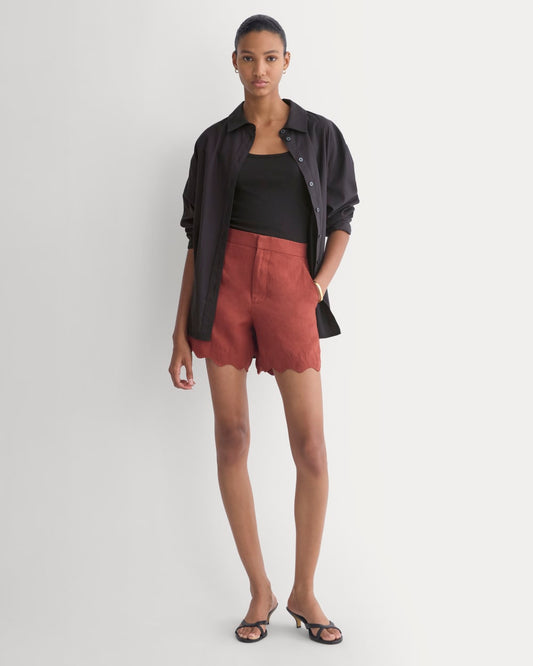 womens-scalloped-edge-short-in-linen-henna-red | primary