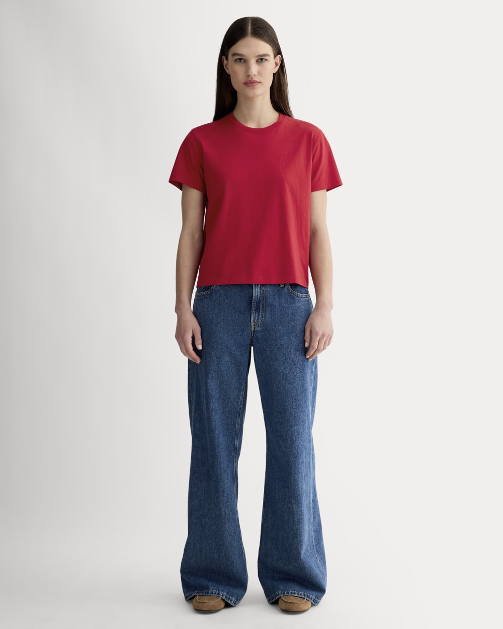 The Box-Cut Tee in Essential Cotton | Berry Red