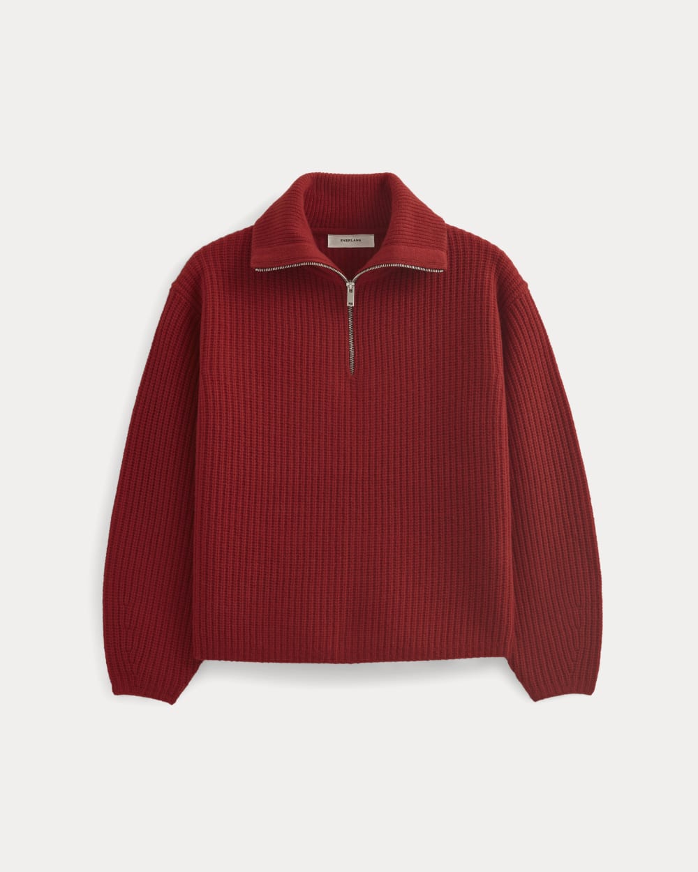 womens-half-zip-sweater-in-luxe-merino-berry-red | alt