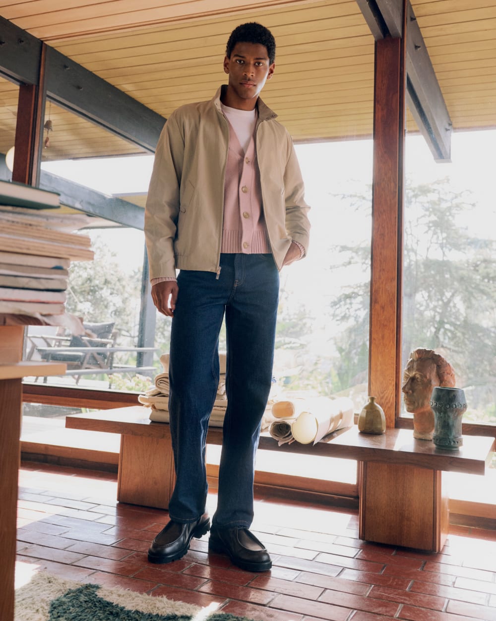 OUNCE rose crop cardigan （right khaki） Cropped Cardigan in Everyday Cotton | Burnished Lilac – Everlane