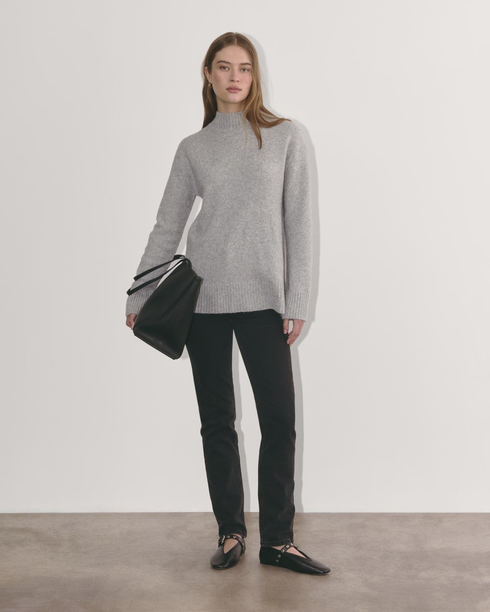 The Mockneck Sweater in Plush Cotton | Heathered Grey – Everlane
