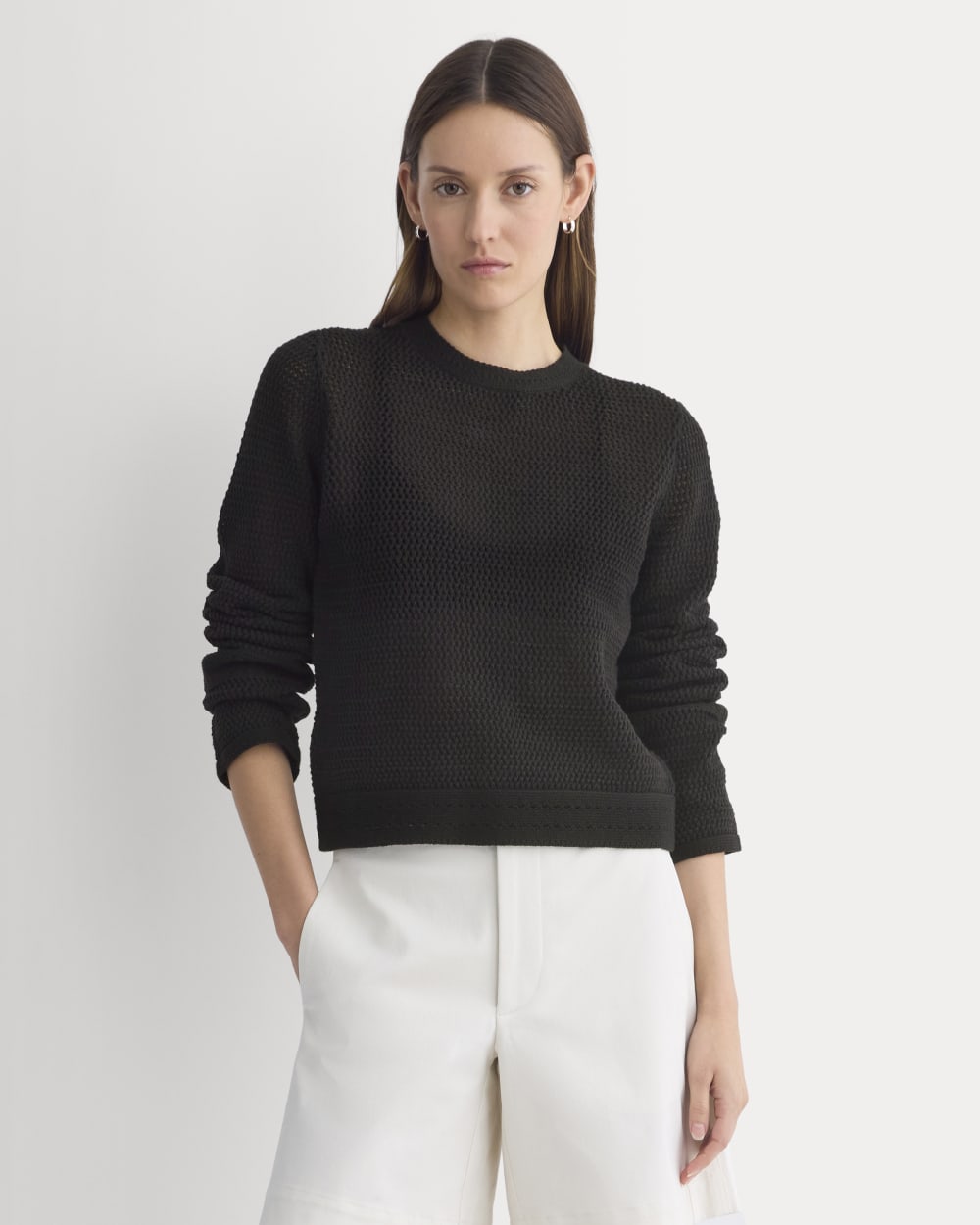 womens-open-knit-ls-crew-everyday-cotton-black | primary