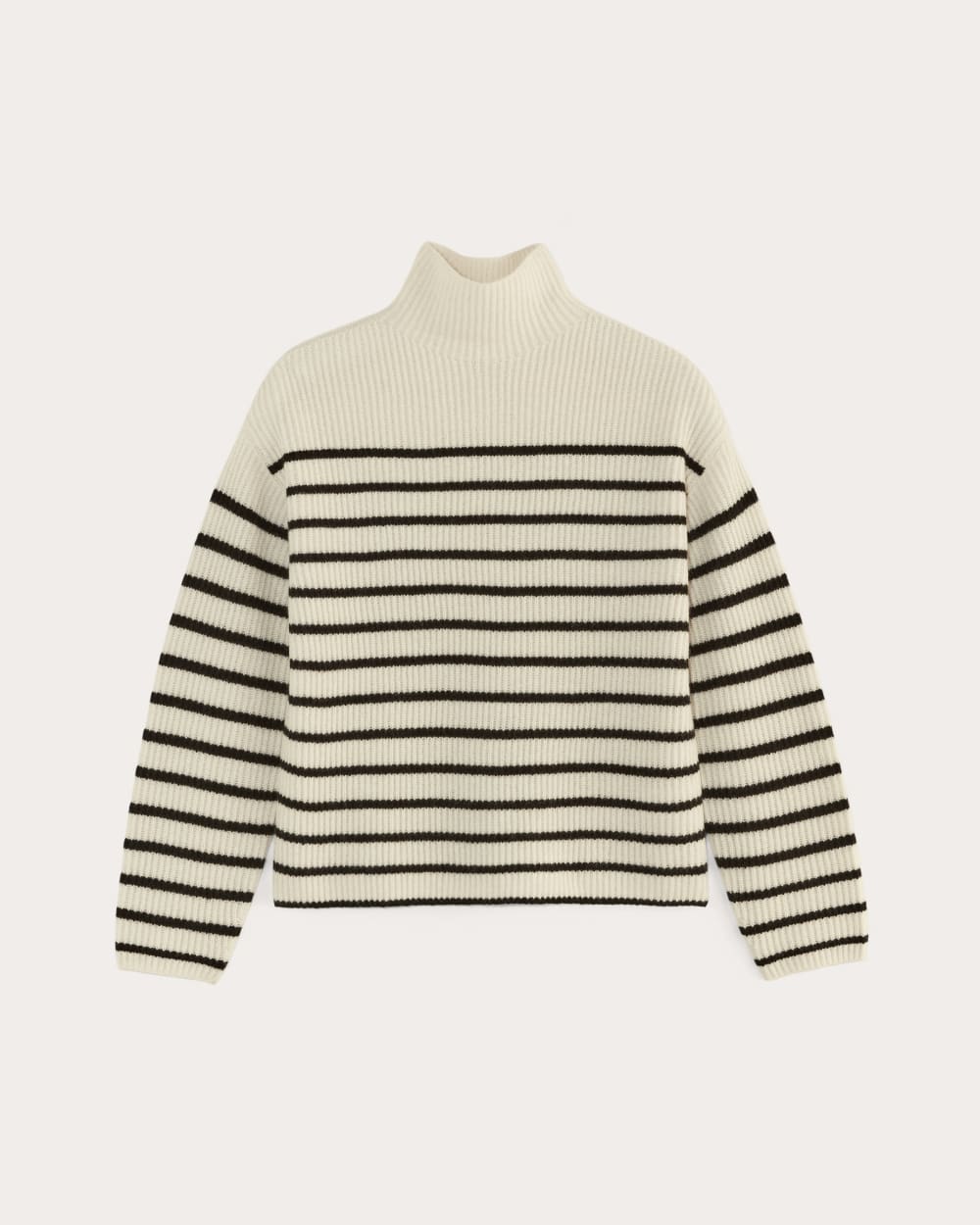 The Fisherman Turtleneck in Wool Cashmere | Bone / Black – Everlane