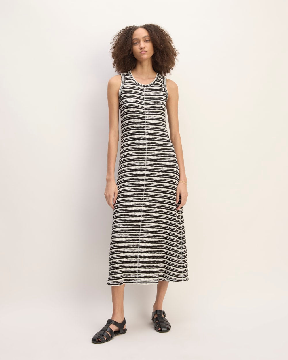 womens-rib-knit-a-line-tank-dress-bone-black | primary