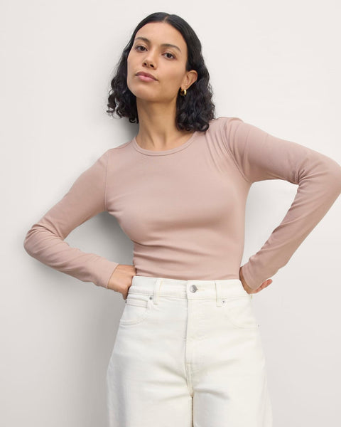 The Luxe Rib Long-Sleeve Crew | Dusty Rose – Everlane