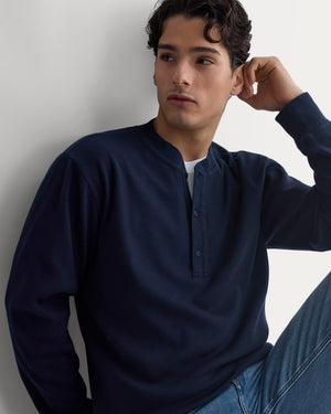 Vintage Rib Henley | Navy