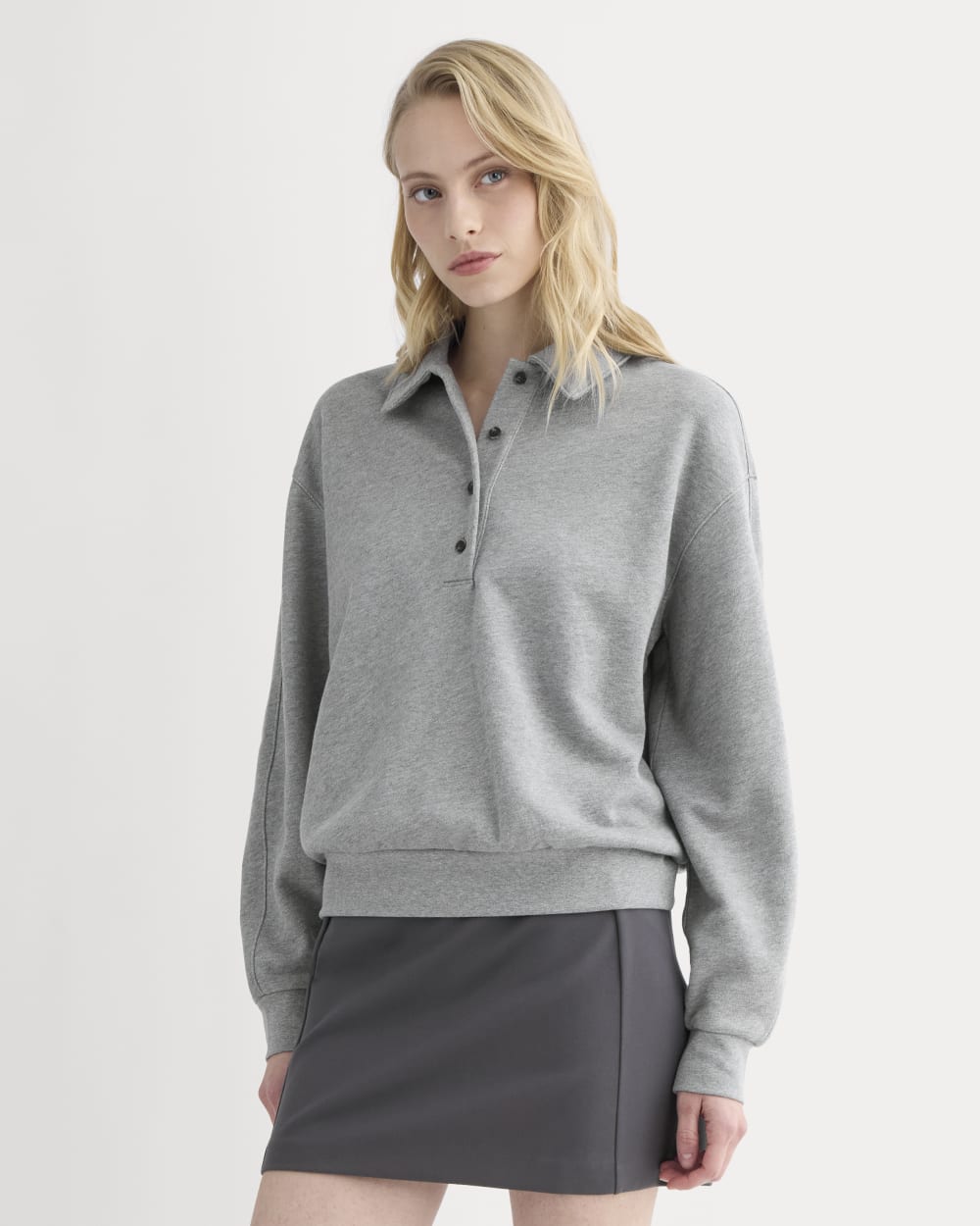 womens-lightweight-terry-polo-sweatshirt-vintage-heather-grey | primary