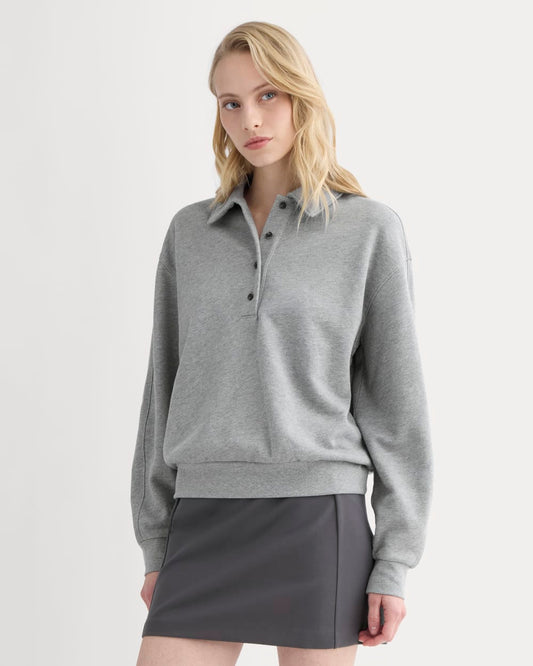 womens-lightweight-terry-polo-sweatshirt-vintage-heather-grey | primary