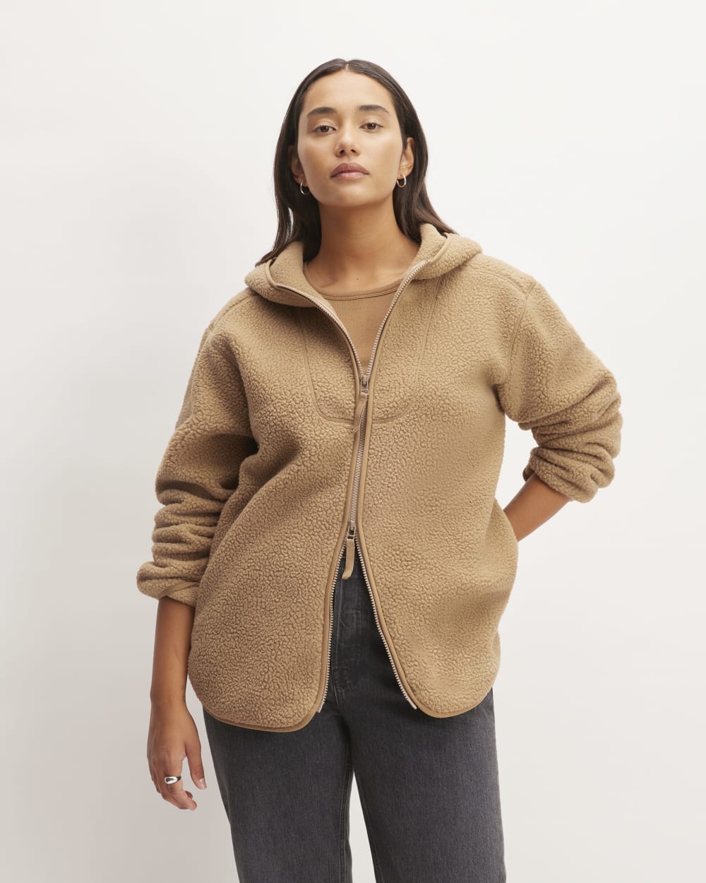 womens-renew-fleece-full-zip-hoodie-tigers-eye-brown | primary
