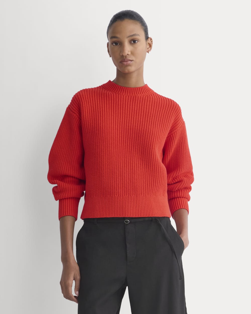 Cropped Ribbed Crew in Everyday Cotton