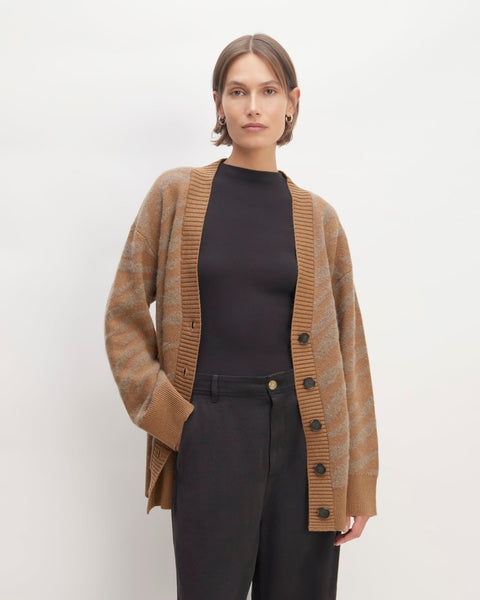 The Alpaca Tiger Jacquard Cardigan | Camel / Medium Brown – Everlane