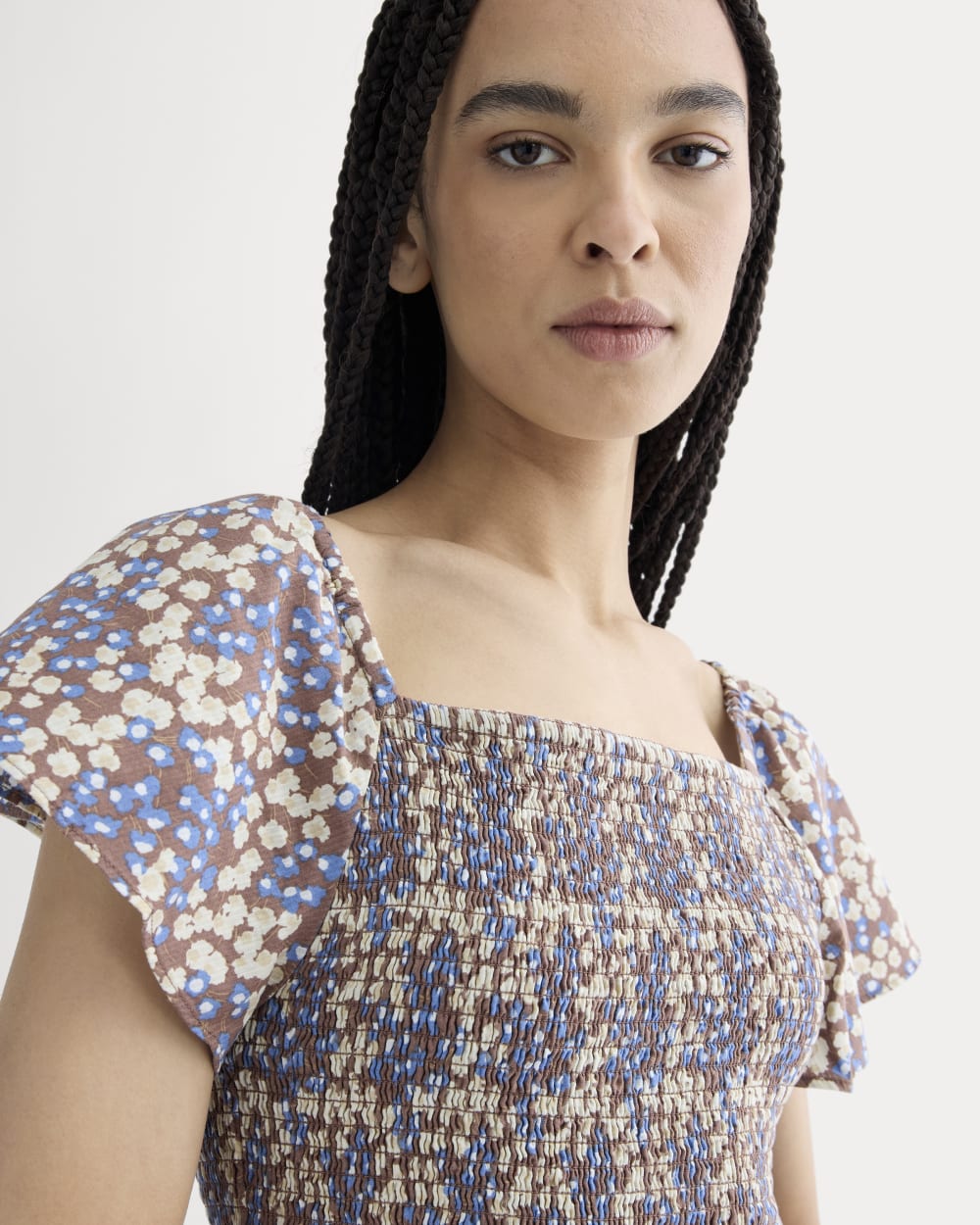 The Gauze Smocked Top | Mocha Floral – Everlane