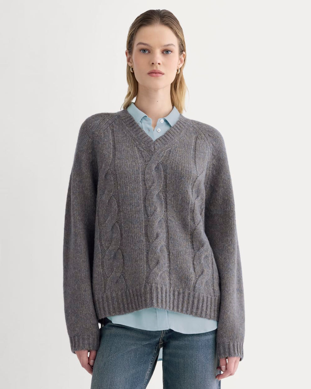 Cloud Cable V-Neck Sweater