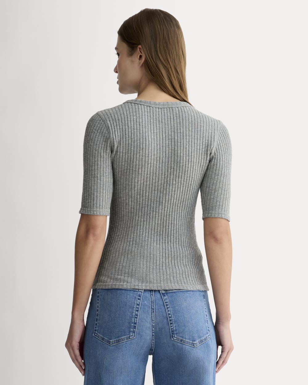 The Rib-Knit Short-Sleeve Henley | Mid Heather Grey – Everlane