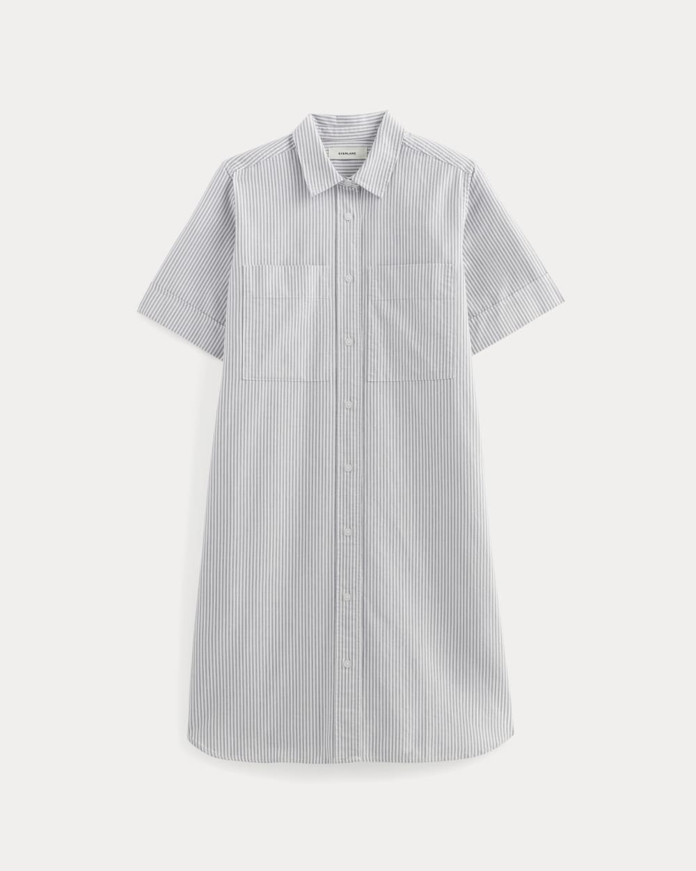 The Oxford Short-Sleeve Shirt Dress | Charcoal / White Everlane The Oxford Short-Sleeve Shirt Dress | Charcoal / White Everlane