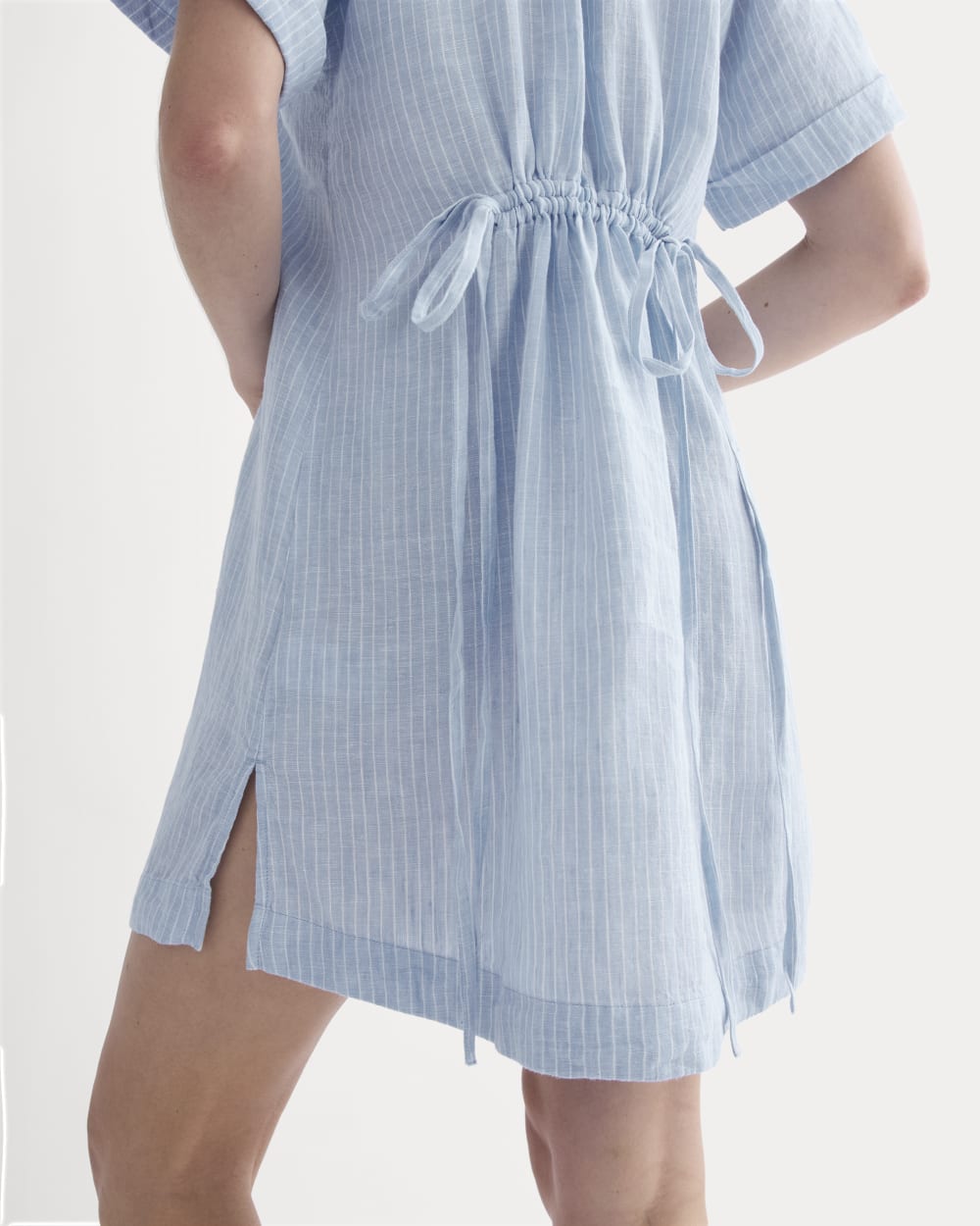 Everlane Popover Dress, Linen, Sky Blue/White, Size XS Everlane Popover Dress, Linen, Sky Blue/White, Size XS