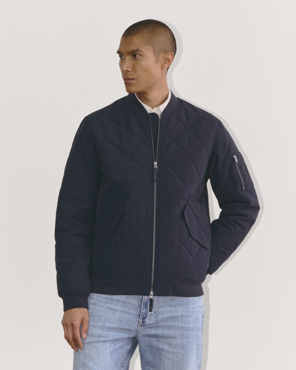 The Quilted Bomber Navy – Everlane