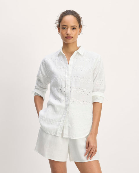 The Linen Eyelet Relaxed Shirt | White Eyelet – Everlane
