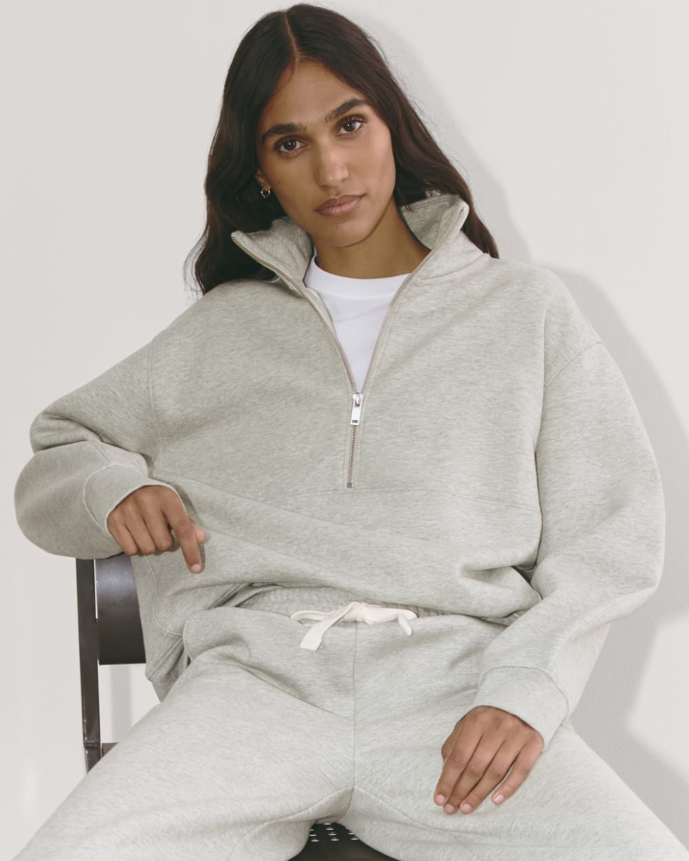 The Laid-Back Half-Zip Sweatshirt Heathered Grey – Everlane