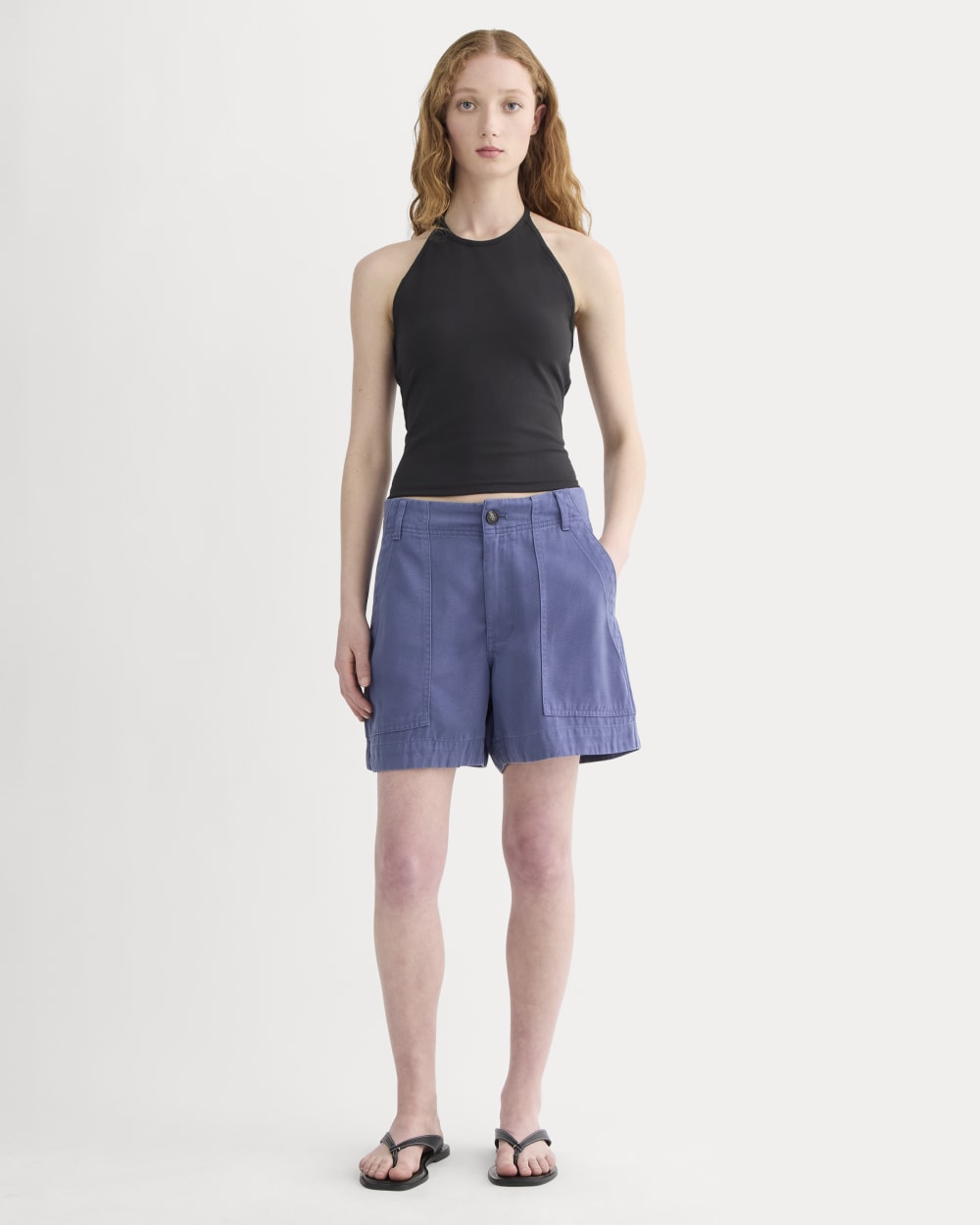 womens-tencel-darted-utility-short-indigo | primary