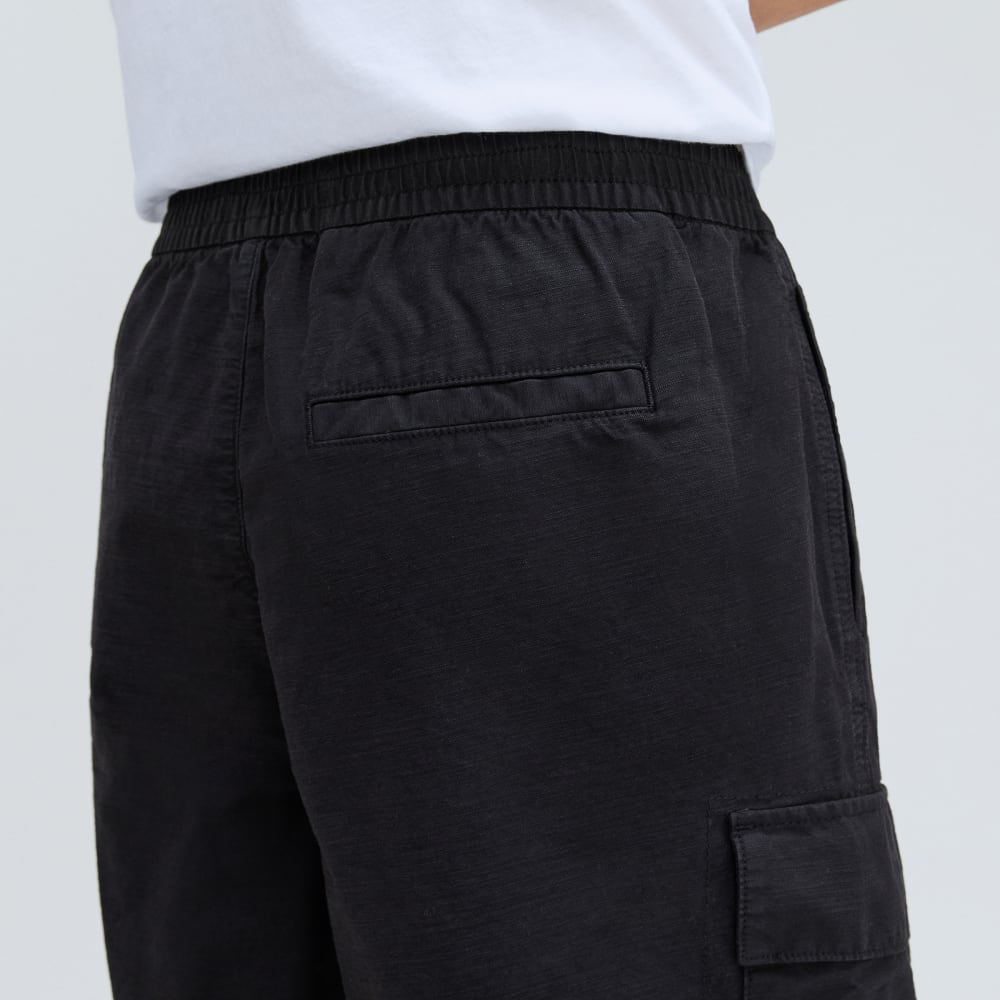 mens-cotton-linen-short-black