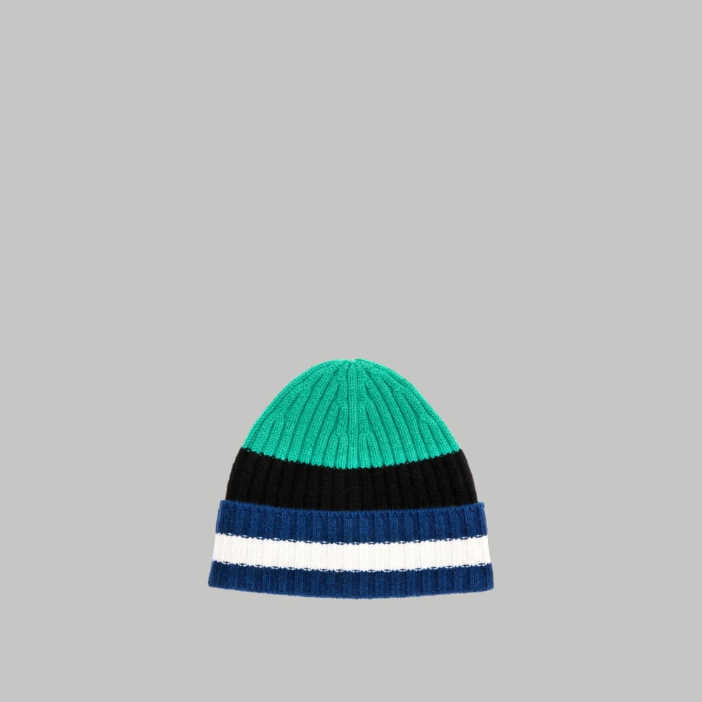 unisex-recashmere-beanie-bright-navy-multi-stripe | alt