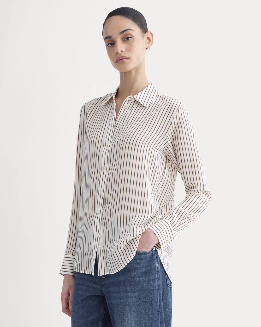 womens-clean-silk-relaxed-shirt-bone-toffee-stripe | primary