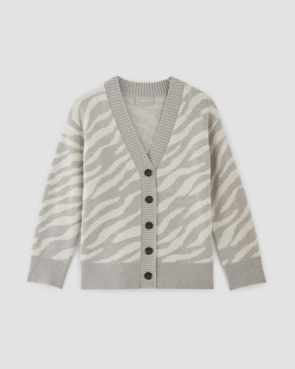 The Alpaca Tiger Jacquard Cardigan | Heathered Grey / Snow – Everlane