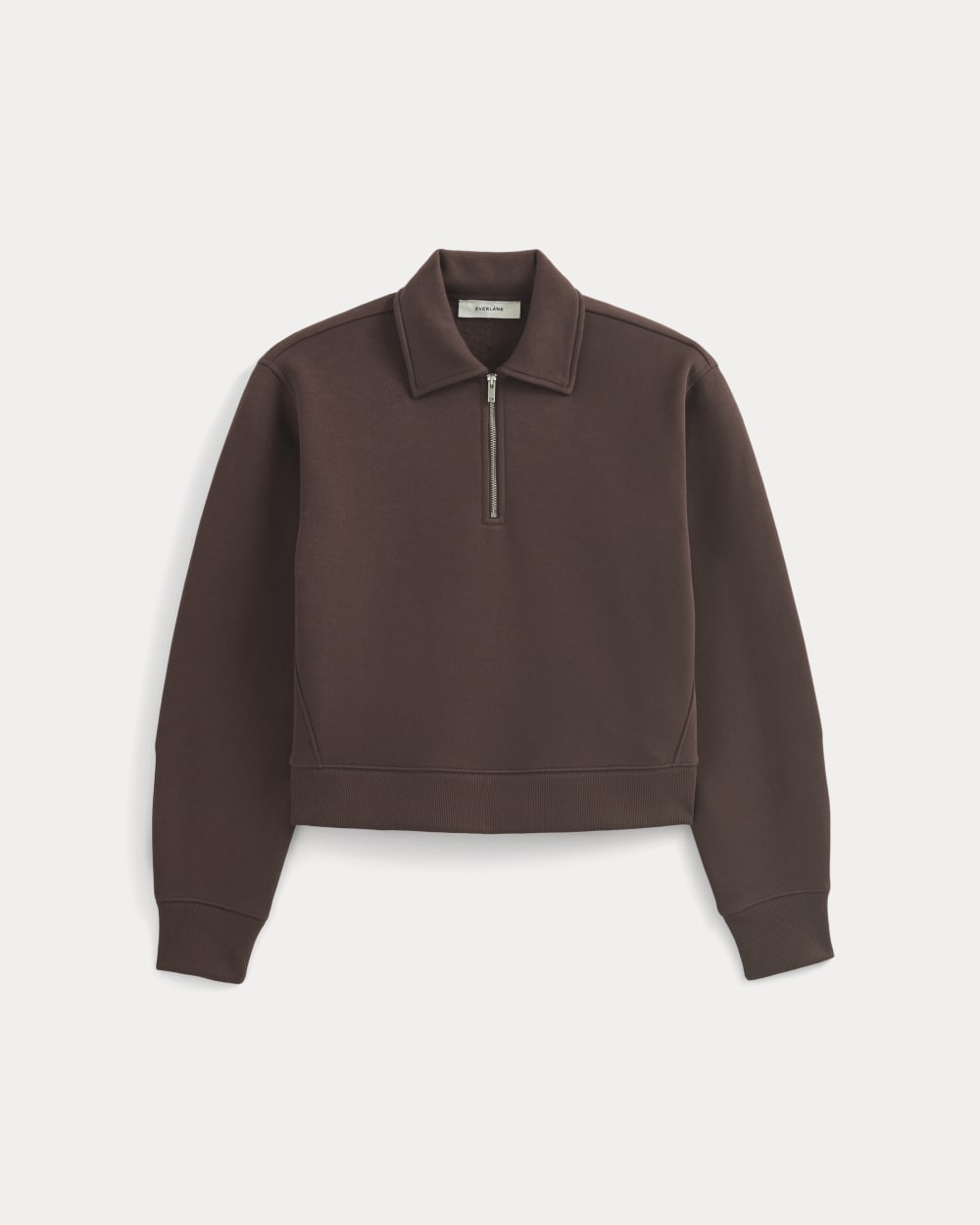 womens-luxe-fleece-zip-polo-dark-chocolate | alt