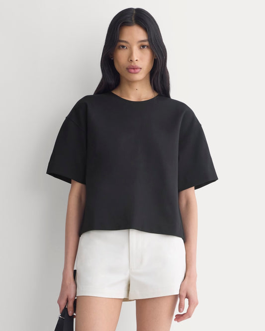 women-ponte-oversized-tee-black | primary