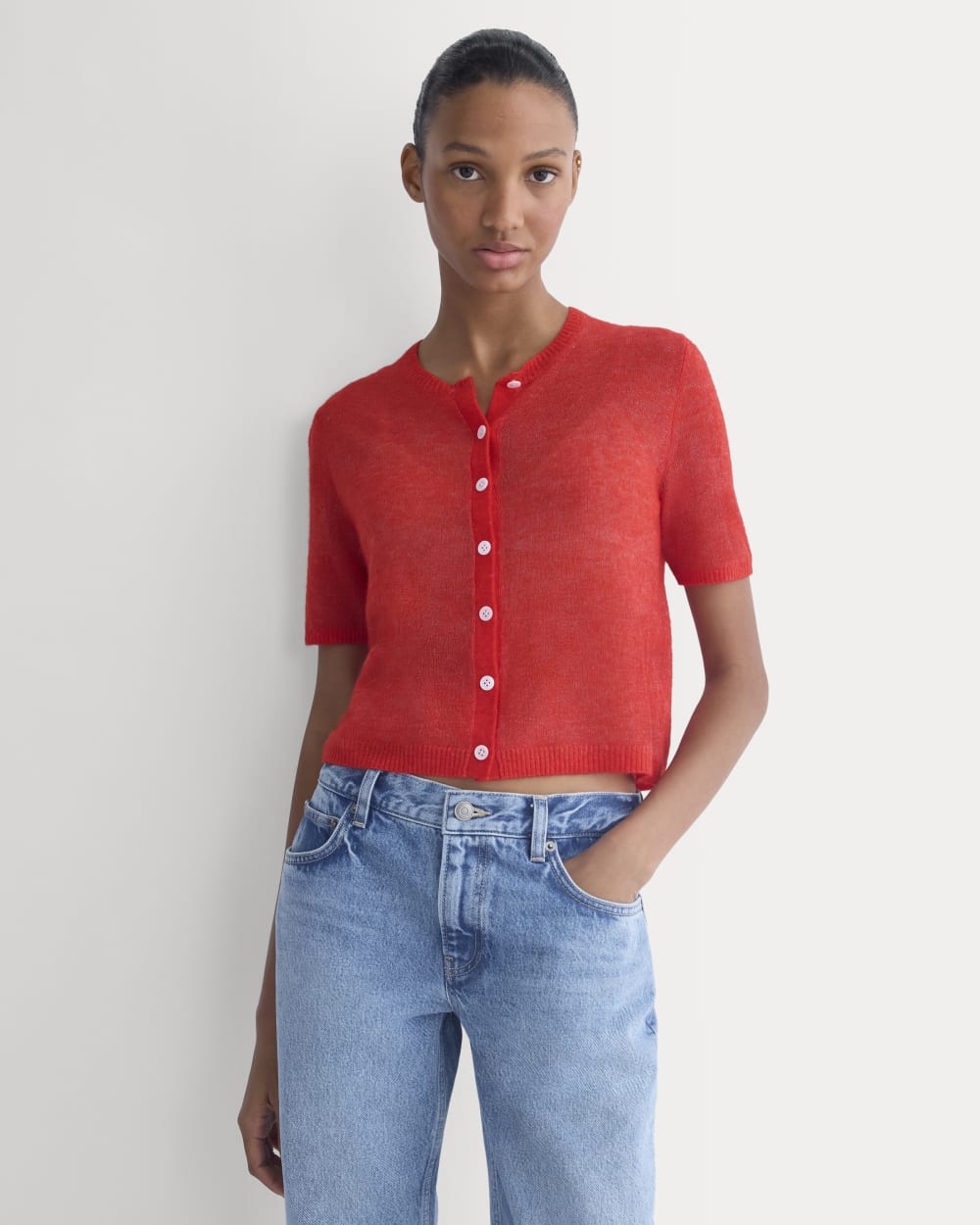 womens-air-alpaca-short-sleeve-cardigan-fiery-red | primary