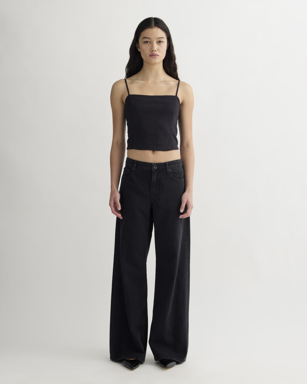 The Seamed Top in Stretch Linen | Black – Everlane