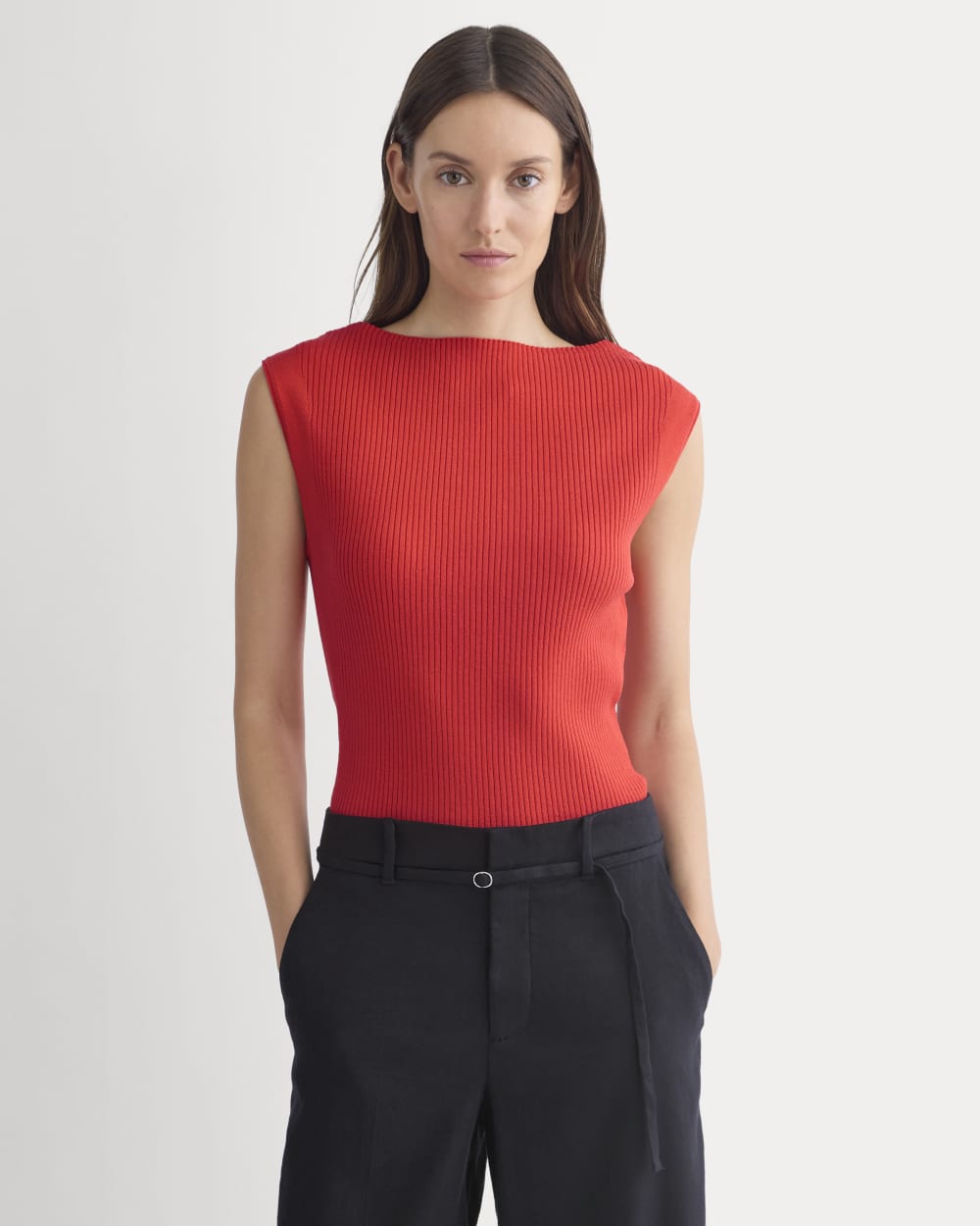 Boat-Neck Ribbed Knit