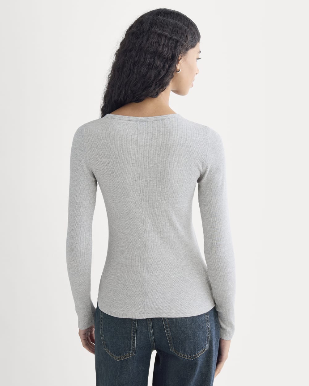 The Luxe Rib Long-Sleeve Crew | Classic Heather Grey – Everlane