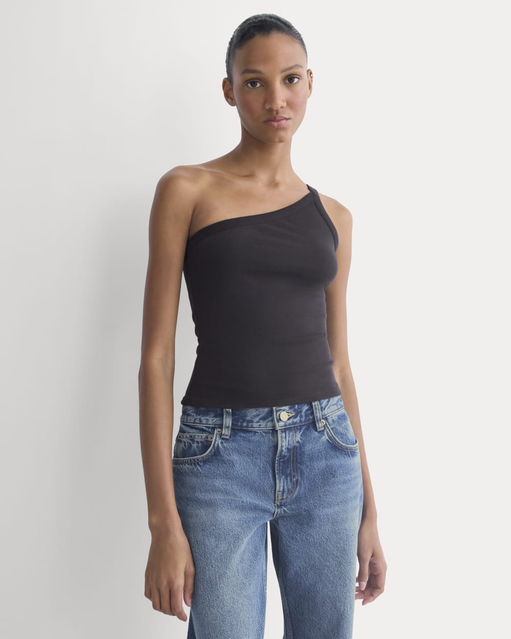 RetroSoft Cotton One-Shoulder Tank