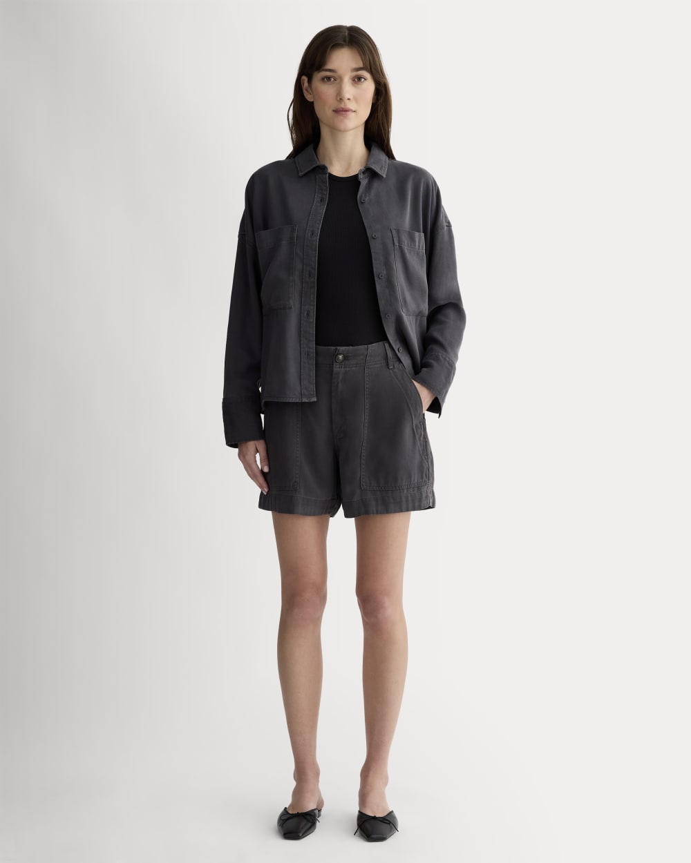 womens-tencel-darted-utility-short-graphite | primary