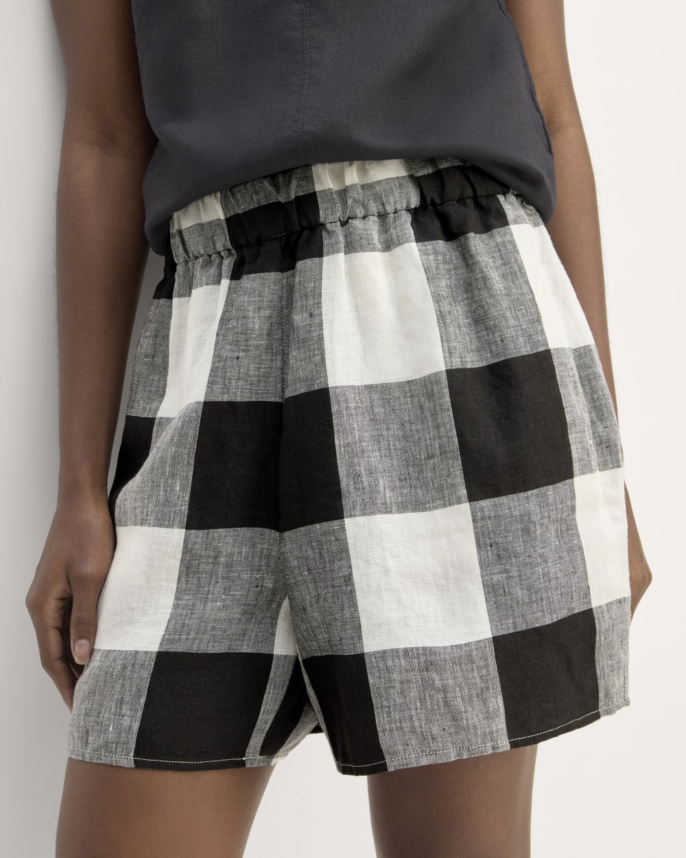 The Linen Easy Short | Bone / Black Check – Everlane