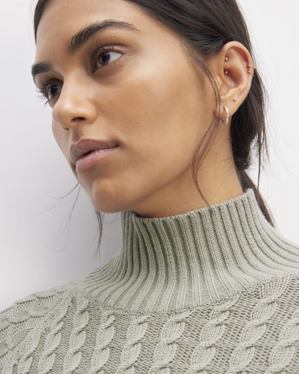 The Cotton Merino Cable Turtleneck | Sage Green – Everlane