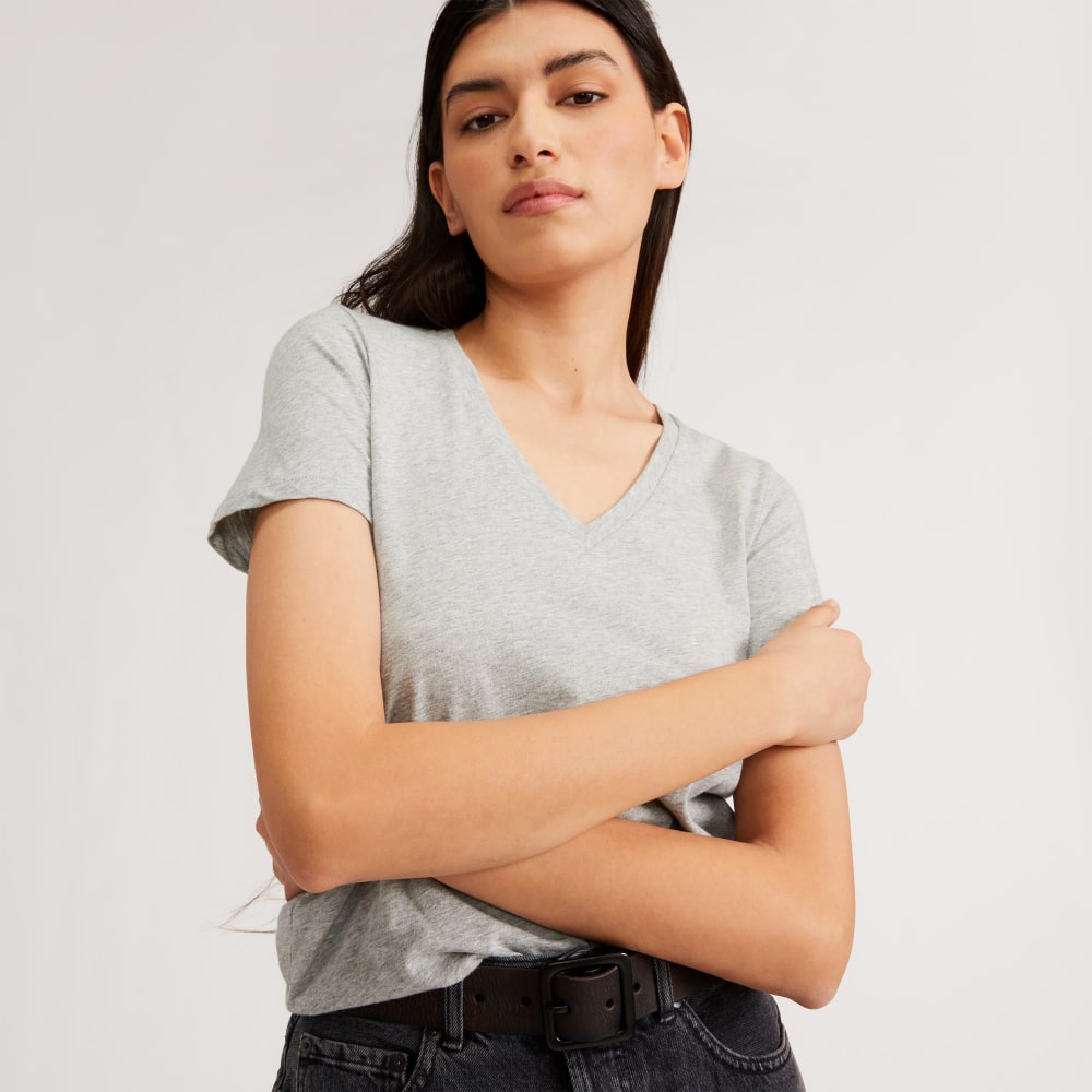 The Organic Cotton V-Neck | Heathered Grey – Everlane